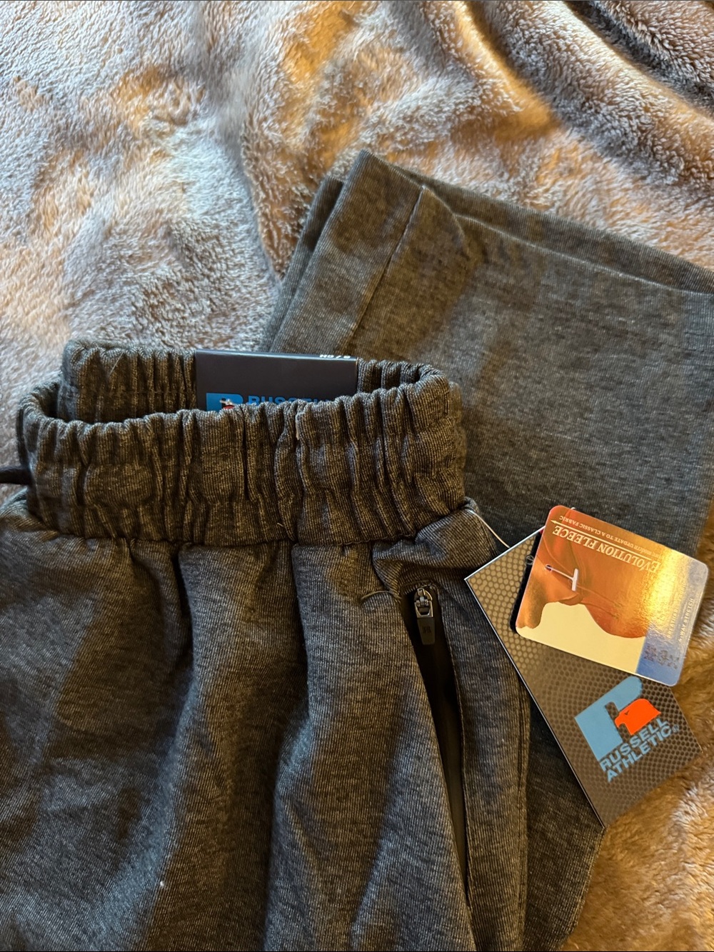 Russell Athletic Kids Charcoal Gray Fleece Joggers with Zipper Pocket